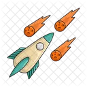 Rocket with meteor  Icon