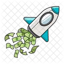 Rocket with money booster  Icon