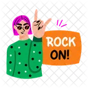 Rocking Girl Cool Hand Gesture Icon