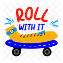 Roll It Skateboard Typography Icon