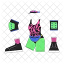 80 S Skating Outfit Leotard Sport Knee Pads Icon