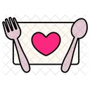 Romantic Dinner Spoon Fork Love Valentine Icon