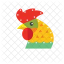 Rooster Head With Big Red Crest Hen Food Icon