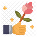 Rosa Flor Mao Ícone