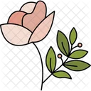 Rose Flower With Leafs Tiny Bloom Summer Blossom Icon