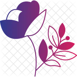 Rose Flower With Leafs  Icon