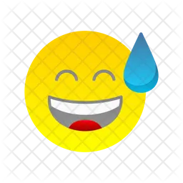 Rosto sorridente com suor Emoji Ícone