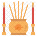Rote Kerze Chinesisch Und Weihrauch Beten Tradition Symbol