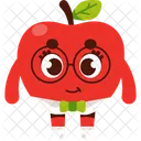 Bücherwurm-Figur mit rotem Apfel  Symbol