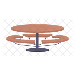 Round table with benches  Icon