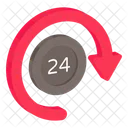 24 Hr Round The Clock 24 Hr Service Icon