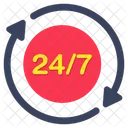 24 Hr Round The Clock 24 Hr Service Icon