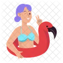 Rubber Ring Girl Bikini Icon