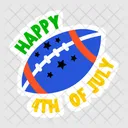 4th July Rugby Ball American Day Icon