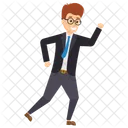 Running Businessman Late Icon