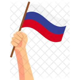 Russia hand holding Flag Icon