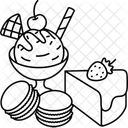 마카롱 케이크와 아이스크림 디저트  아이콘