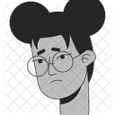 Sad african american girl in round glasses  Icon