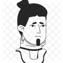 Sad asian man in neck bandage  Icon
