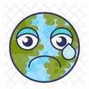 Sad Earth Unhappy Emoji Tears Icon
