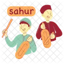 Two Boys Wake Up The Neighbors For Sahur With Kentongan Sahur Islam Icon