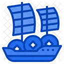 Sailboat Gold Fengshui Lucky Chinese New Year Icon