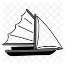 Black Monochrome Sail Boat Illustration Sailing Vessel Yacht Icon
