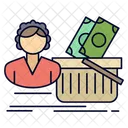 Salario Compras Cesta Icono