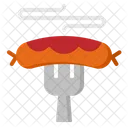 Salchicha Comida Tenedor Icono