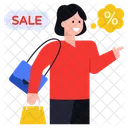 Shopping Girl Sale Sale Shopping Icône