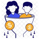 Sales Funnel Money Filtration Money Extraction Icon