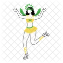 Samba Dancer Brazil Girl Silhouette Icon