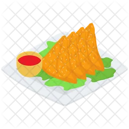 Samosa Platter Vector  Icon