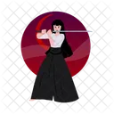 Martial Artist Combat Pose Vector Icon