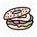 Sanduiche De Bagel Pao De Bagel Bagel Recheado Ícone