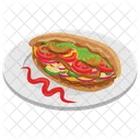 Tacos Sandwich De Tortilla Plato Mexicano Icono