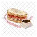 Sandwich und Kaffee  Symbol