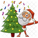 Santa Behind Christmas Tree  Icon