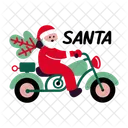 Santa Bike Ride Christmas Icon