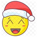 Santa Blush Emoji Santa Beaming Expression Emotag Icon