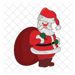 Santa clause with bag gift  Icon