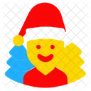 Christmas Happy Icons With Santa Party Winter Icon