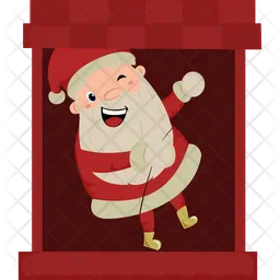 Santa In Window  Icon