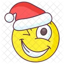 Santa Wink Emoji Wink Expression Emotag Icon