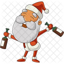Santa With Beer Bottle  Icon