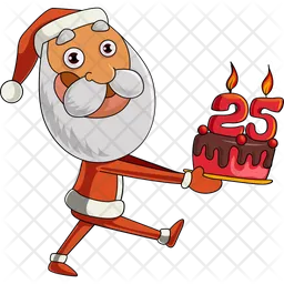 Santa With Birthday Cake  Icon