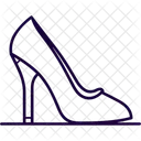 Sapatos femininos de salto preto com penas  Ícone