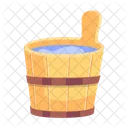 Water Bucket Wooden Pail Sauna Bucket Icon