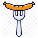 Sausage On Fork Grilling Bbq Icon