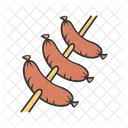Sausages grilling on skewer  Icon